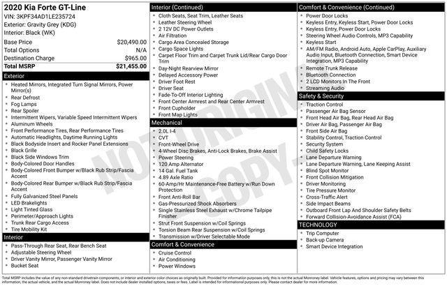 used 2020 Kia Forte car, priced at $13,642