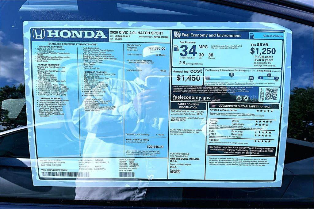 new 2026 Honda Civic car, priced at $30,141