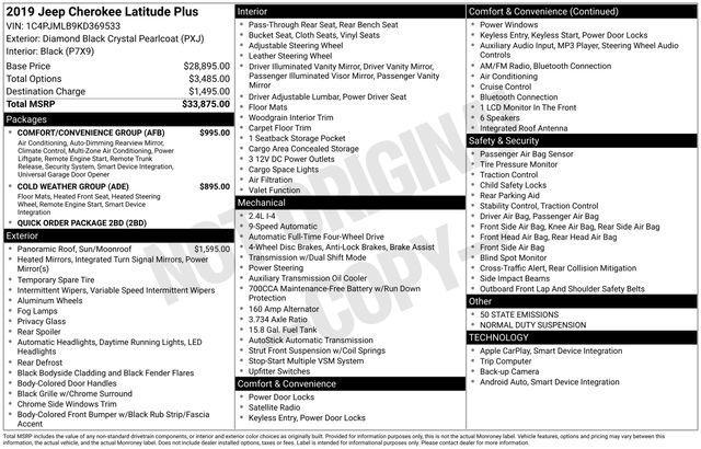 used 2019 Jeep Cherokee car, priced at $15,936