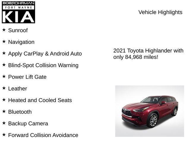 used 2021 Toyota Highlander car, priced at $29,860