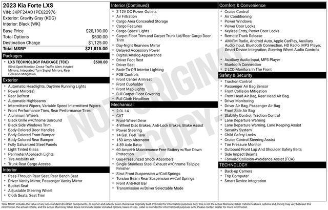 used 2023 Kia Forte car, priced at $17,920
