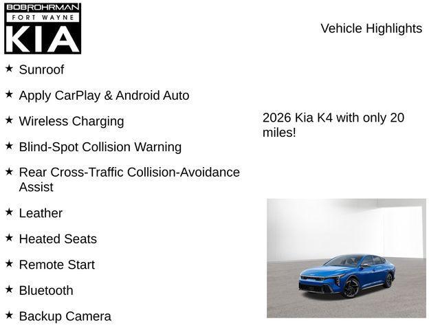 new 2026 Kia K4 car, priced at $27,359