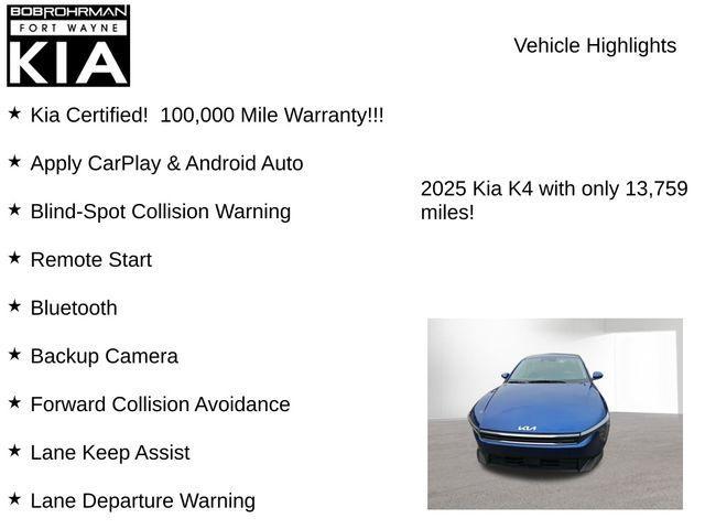 used 2025 Kia K4 car, priced at $23,314