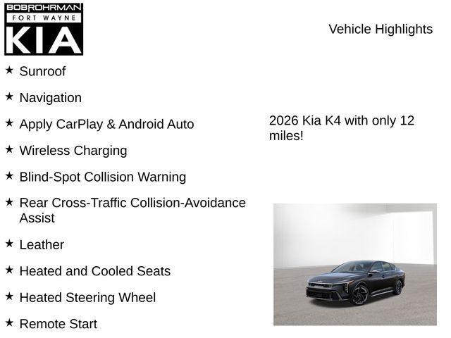 new 2026 Kia K4 car, priced at $28,690