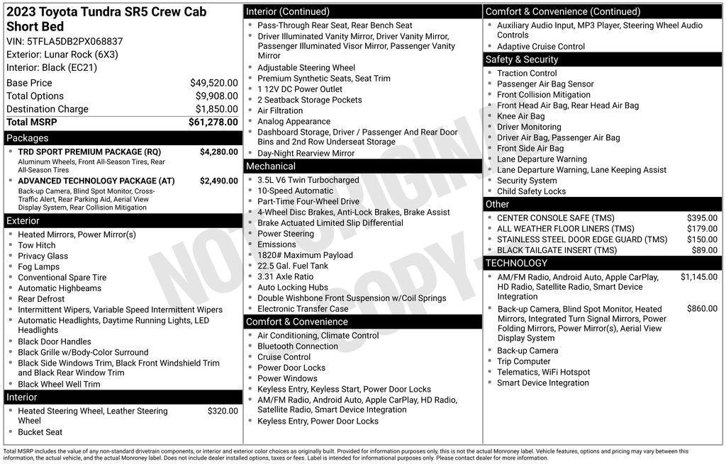 used 2023 Toyota Tundra car, priced at $52,900