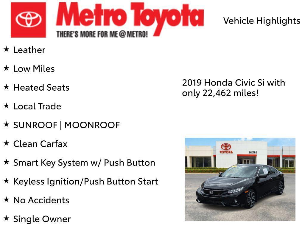 used 2019 Honda Civic Si car, priced at $25,700