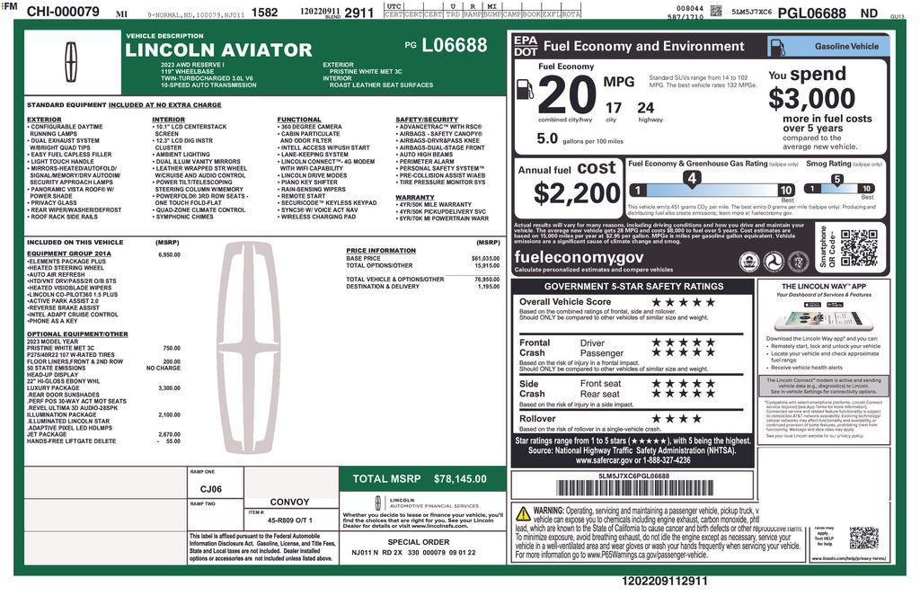 used 2023 Lincoln Aviator car, priced at $41,204