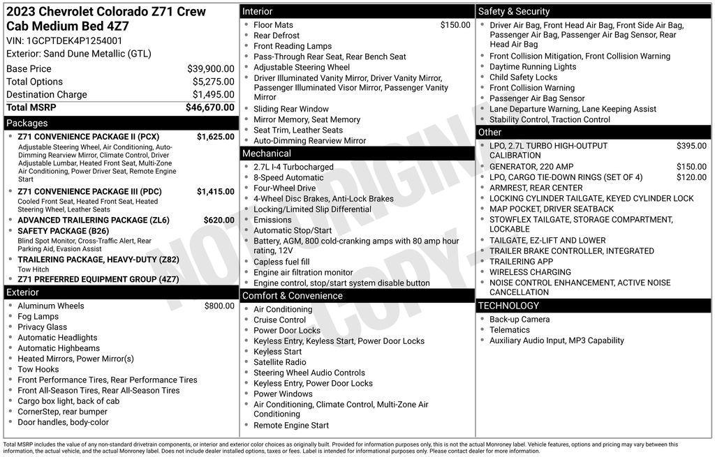 used 2023 Chevrolet Colorado car, priced at $37,274