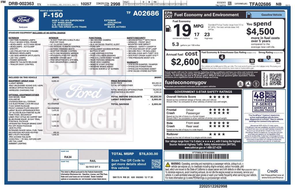 new 2026 Ford F-150 car, priced at $71,669