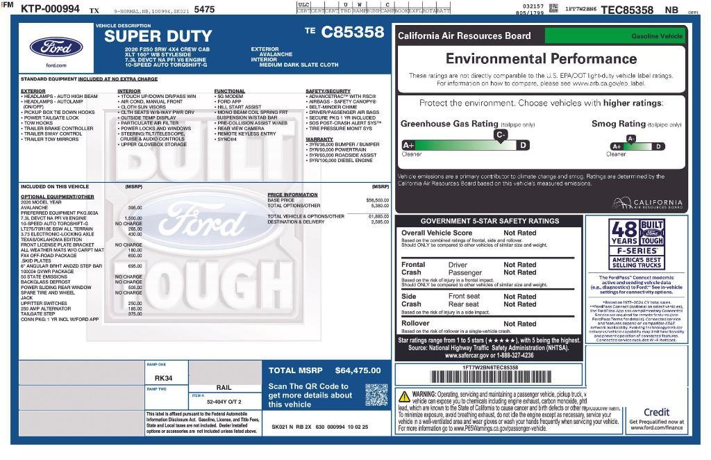 new 2026 Ford F-250 car, priced at $58,363
