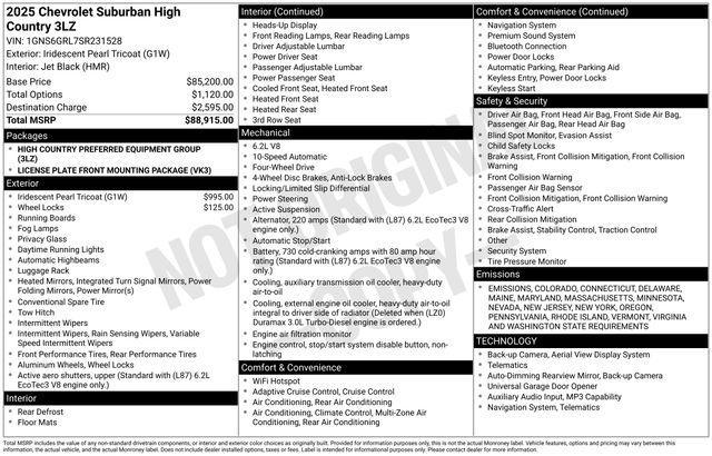 new 2025 Chevrolet Suburban car, priced at $82,999