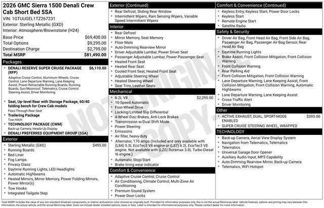 new 2026 GMC Sierra 1500 car, priced at $78,240
