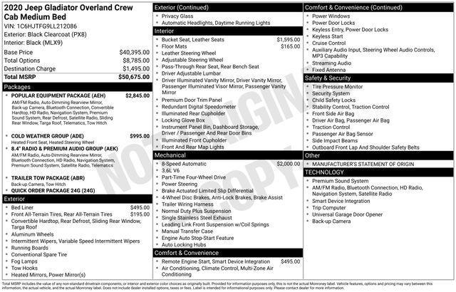 used 2020 Jeep Gladiator car, priced at $27,230