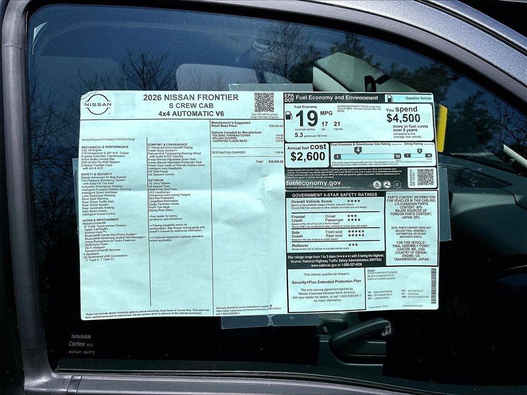 new 2026 Nissan Frontier car, priced at $37,104