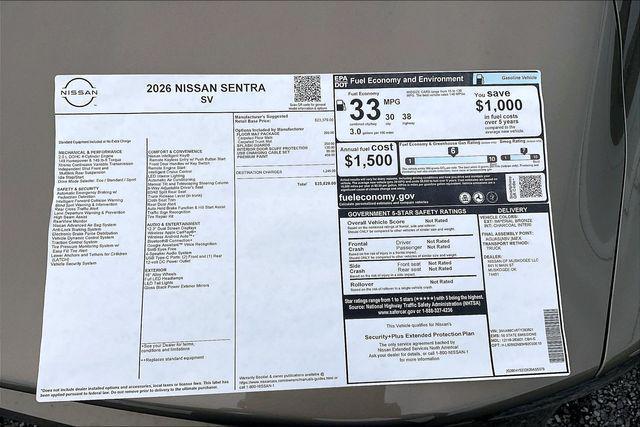 new 2026 Nissan Sentra car, priced at $25,227