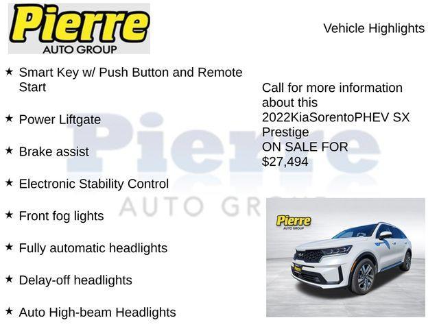 used 2022 Kia Sorento Plug-In Hybrid car, priced at $27,494