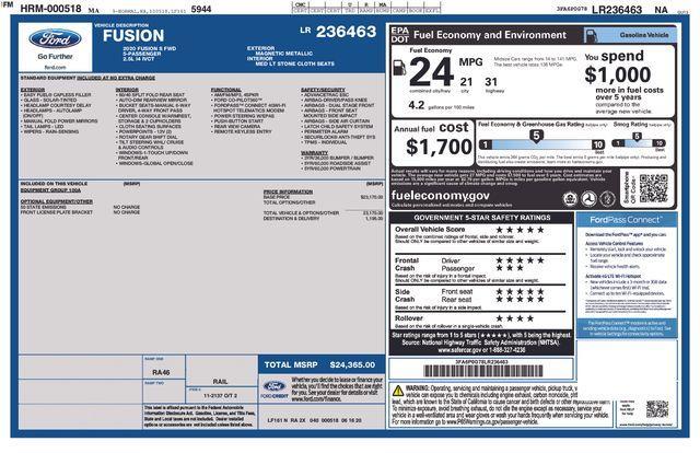 used 2020 Ford Fusion car, priced at $15,988