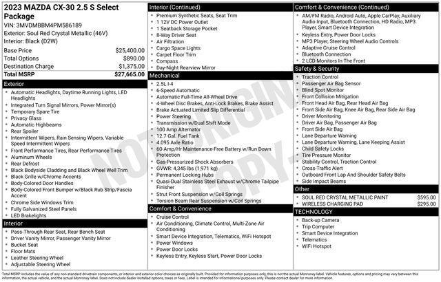 used 2023 Mazda CX-30 car, priced at $25,488