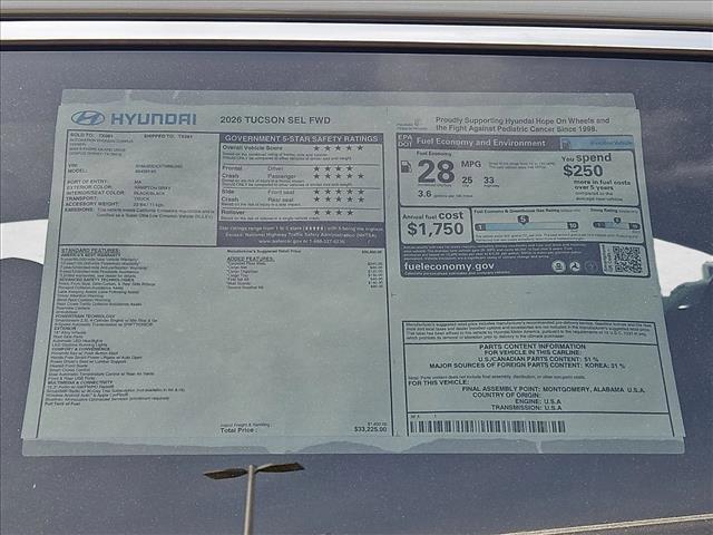 new 2026 Hyundai Tucson car, priced at $32,254