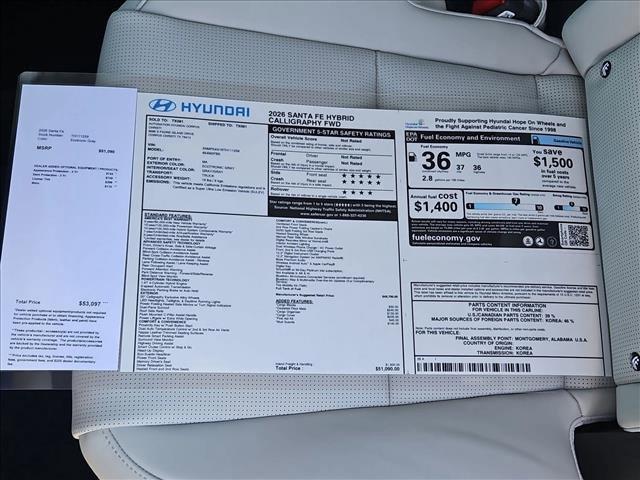 new 2026 Hyundai SANTA FE HEV car, priced at $49,695