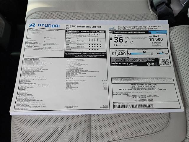 new 2026 Hyundai TUCSON Hybrid car, priced at $43,725