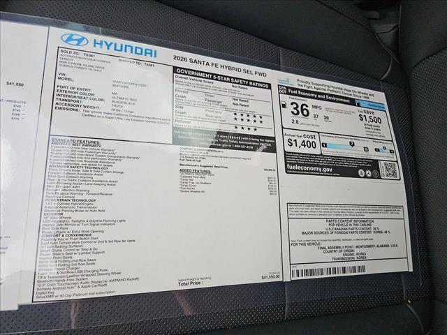new 2026 Hyundai Santa Fe car, priced at $37,943