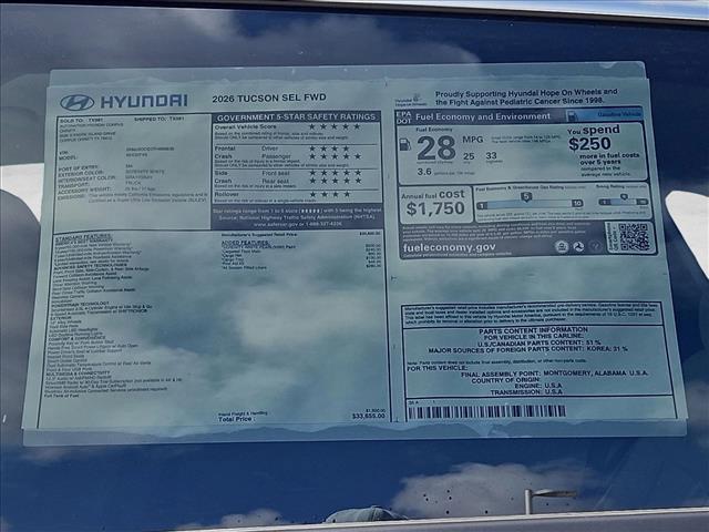 new 2026 Hyundai Tucson car, priced at $40,081
