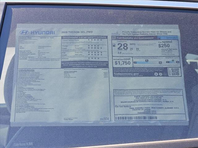 new 2026 Hyundai Tucson car, priced at $32,420