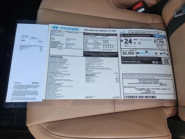 new 2026 Hyundai Santa Fe car, priced at $45,150