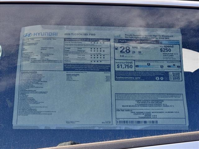 new 2026 Hyundai Tucson car, priced at $32,195