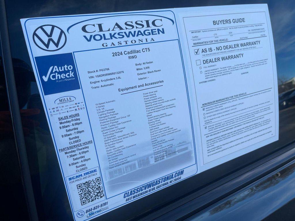 used 2024 Cadillac CT5-V car, priced at $55,942