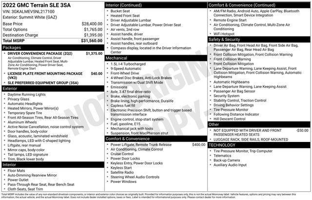 used 2022 GMC Terrain car, priced at $20,995