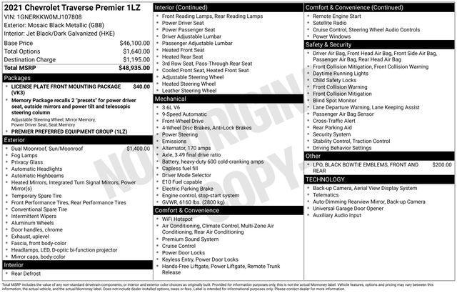 used 2021 Chevrolet Traverse car, priced at $28,995