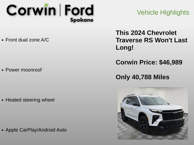 used 2024 Chevrolet Traverse car, priced at $46,989