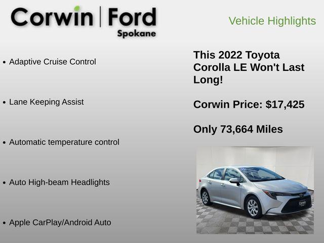 used 2022 Toyota Corolla car, priced at $17,425