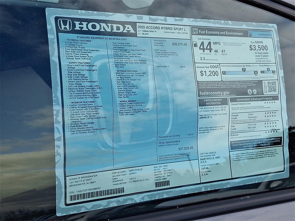 new 2025 Honda Accord Hybrid car, priced at $37,025