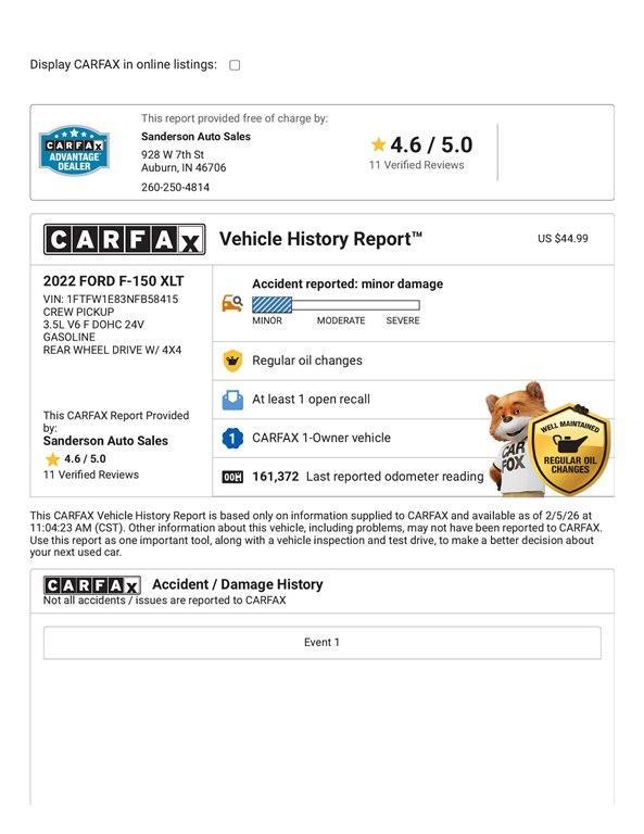 used 2022 Ford F-150 car, priced at $19,900