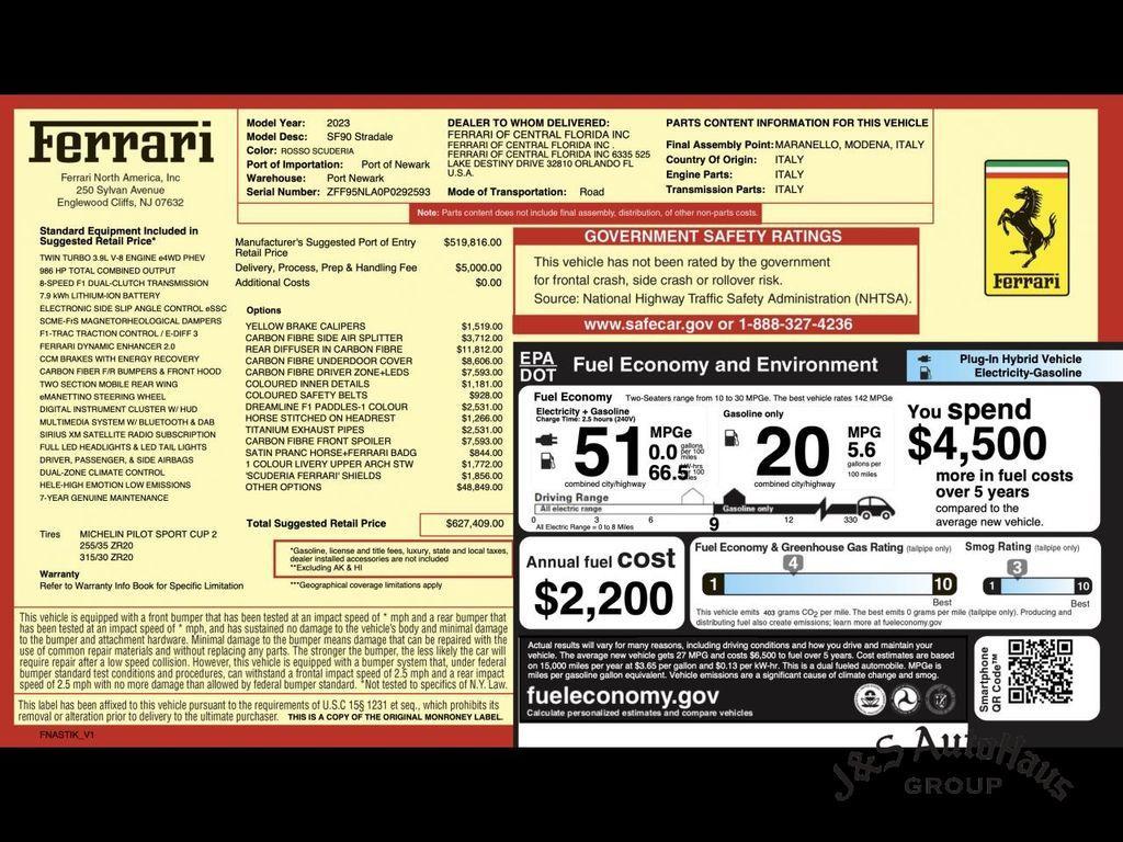 used 2023 Ferrari SF90 Stradale car, priced at $449,995