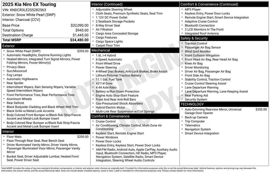 new 2025 Kia Niro car, priced at $31,210