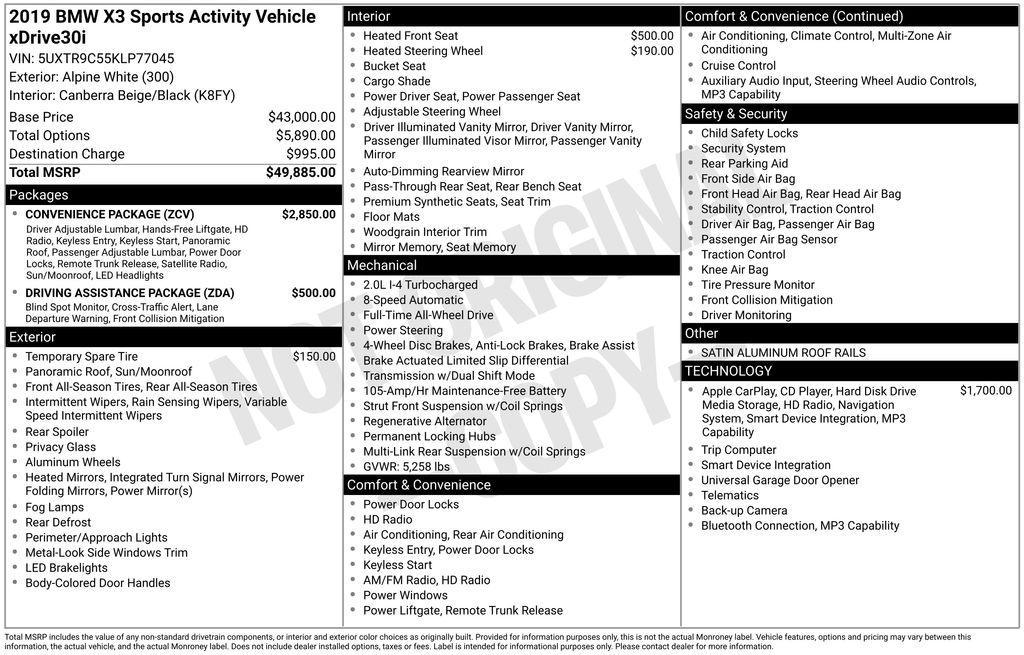 used 2019 BMW X3 car, priced at $22,000
