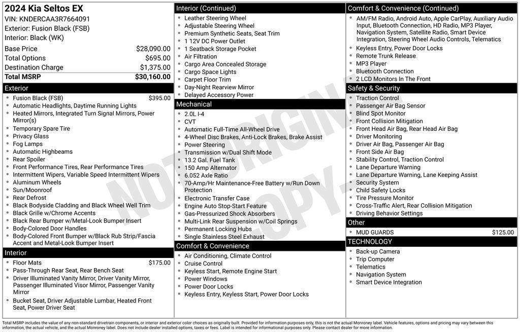 used 2024 Kia Seltos car, priced at $25,500