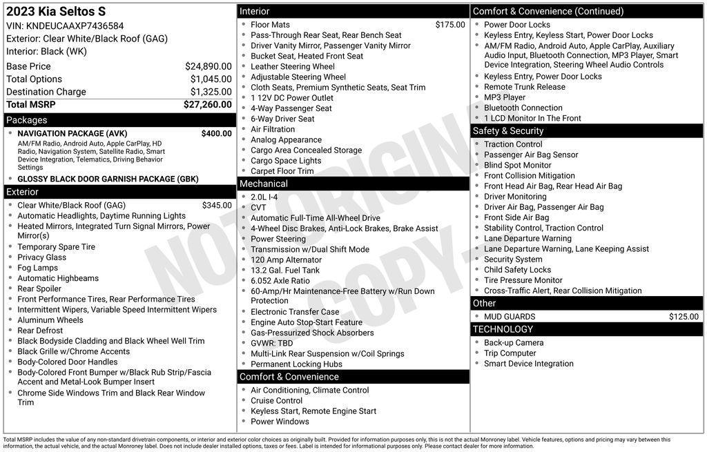 used 2023 Kia Seltos car, priced at $23,700