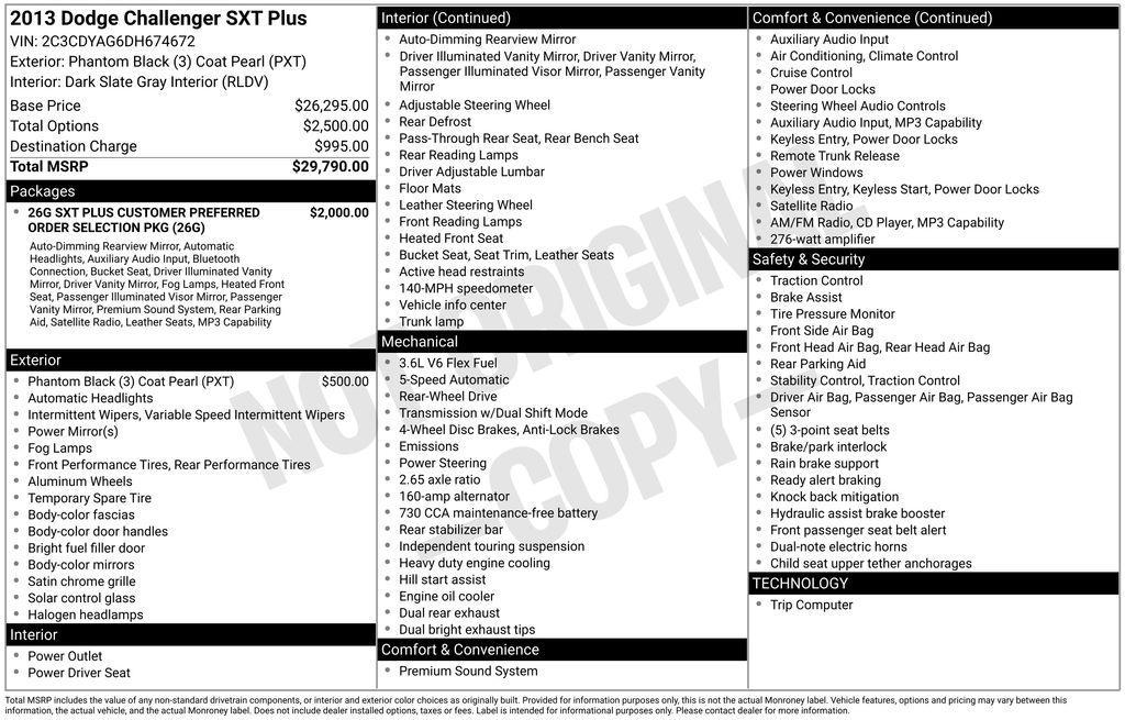 used 2013 Dodge Challenger car, priced at $16,000