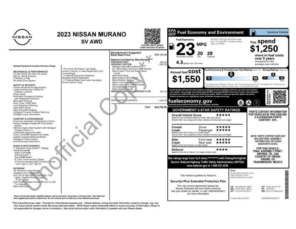 used 2023 Nissan Murano car, priced at $22,400