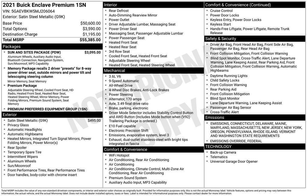 used 2021 Buick Enclave car, priced at $27,200