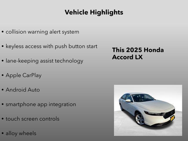 new 2025 Honda Accord car, priced at $28,445