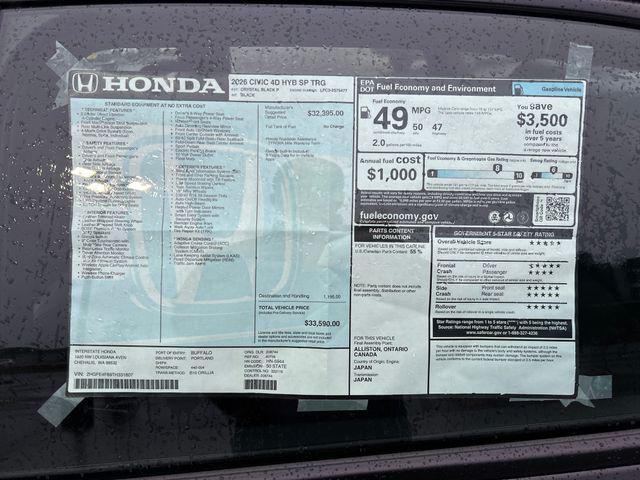 new 2026 Honda Civic Hybrid car, priced at $33,590