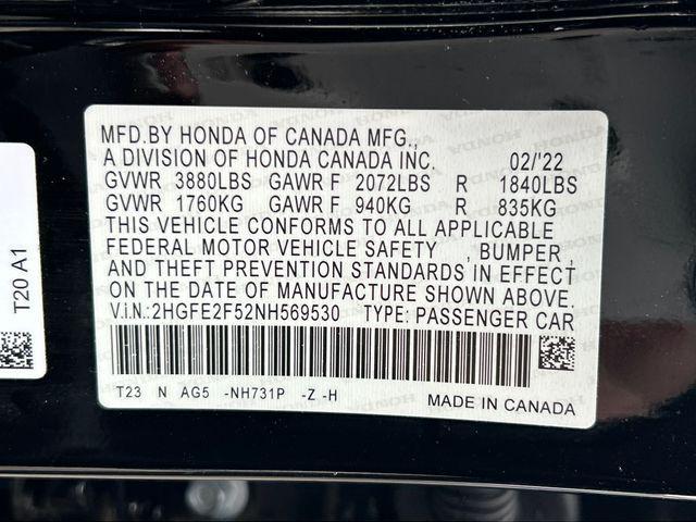 used 2022 Honda Civic car, priced at $19,999