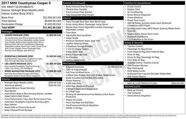 used 2017 MINI Countryman car, priced at $12,999