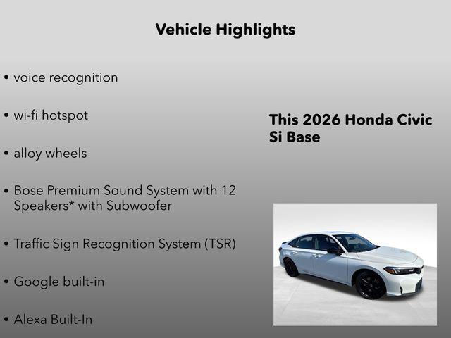 new 2026 Honda Civic Si car, priced at $38,345